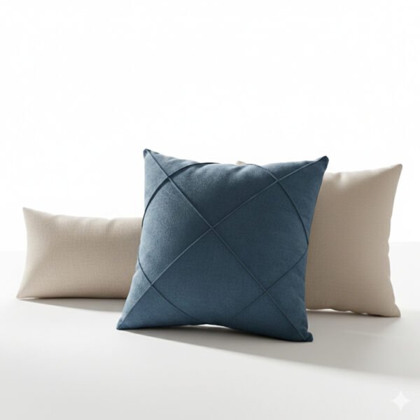 Almofada Decorativa Azul com Costura Geométrica