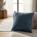 Almofada Decorativa Azul com Costura Geométrica - Imagem 2